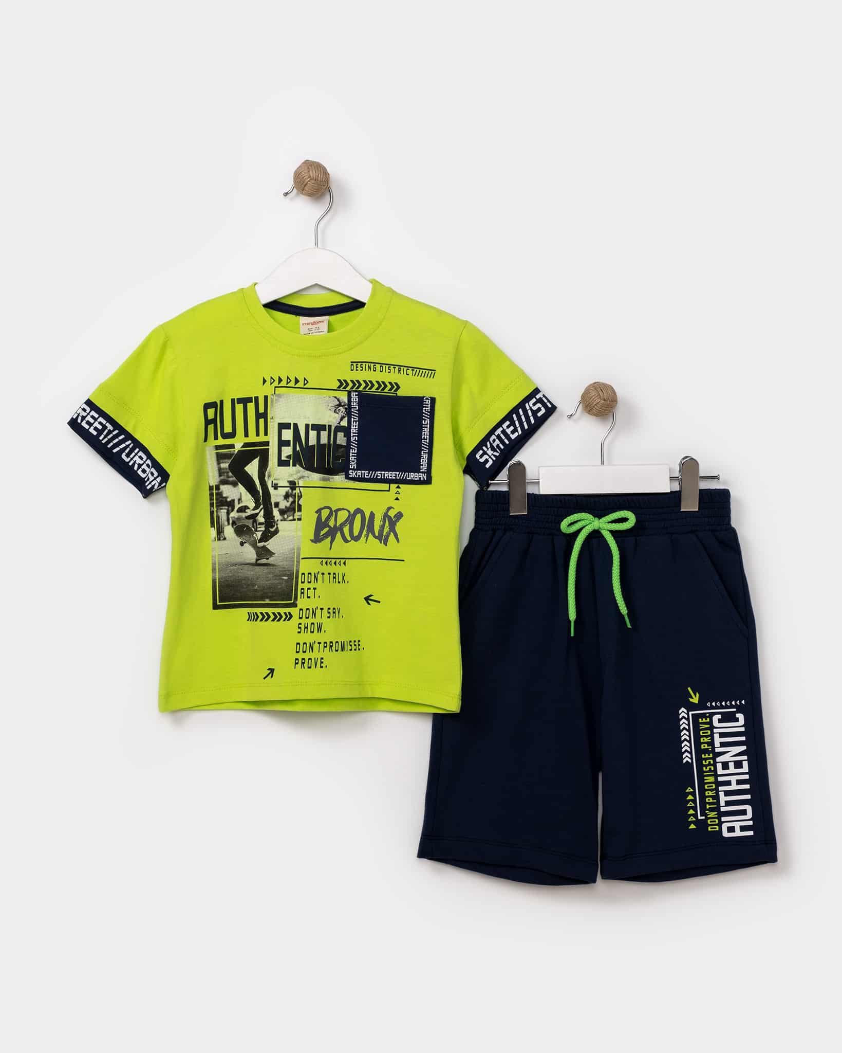 Boys ‘AUTHENTIC’ T-Shirt & Shorts Set (5-8Y) - Junior Kids