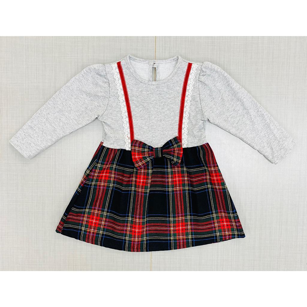 Baby Girls Full Sleeve Tartan Bow Dress (12-36M) - Junior Kids