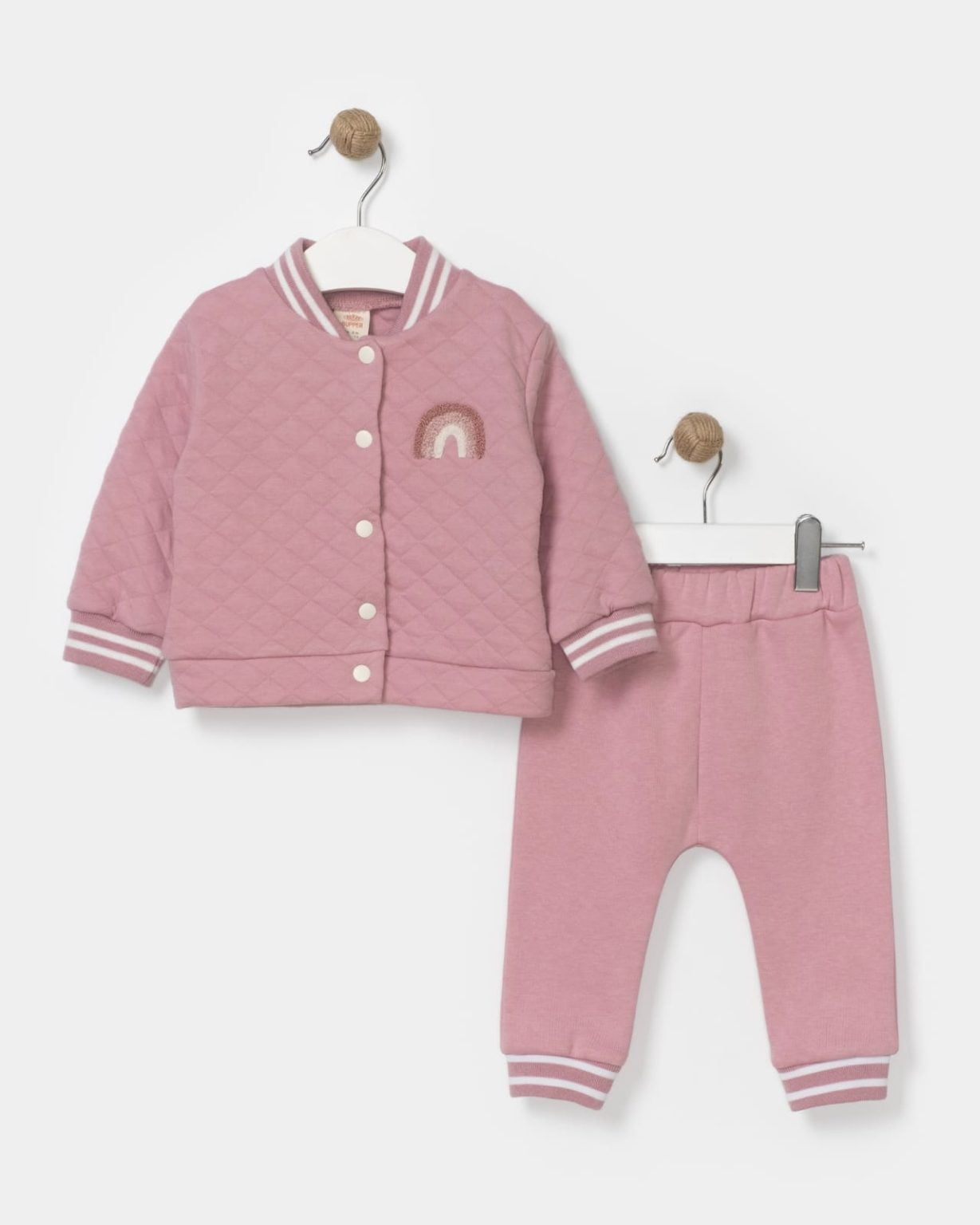 Baby Girls Two Piece Criss Cross Rainbow Buttoned Loungewear Set (618M