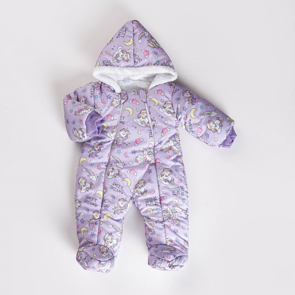 Baby Star Print Winter Two-Piece Suit – Grey & Cream main image 1
