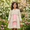 017 Girls Two Piece Pearl Jacquard Long Jacket & Layered Party Dress Set (2-12Y)