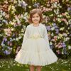 023 Girls Two Piece Layered Jacquard Flower Party Dress with Shrug (2-12Y)