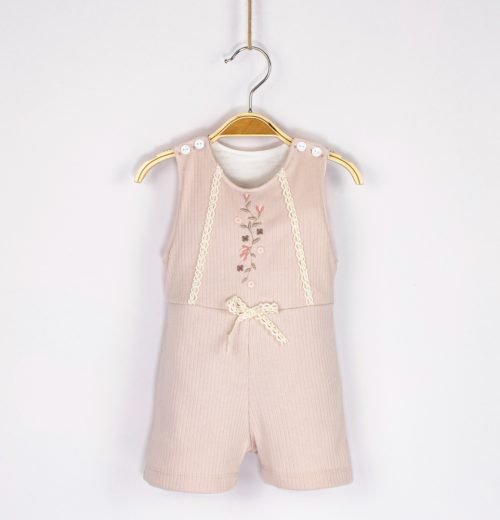 Baby Girls Floral Embroidered Lace Bow Romper (3-12M)