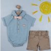 21 Baby Boys Bow Tie, Romper Shirt & Shorts Set (6-24M)
