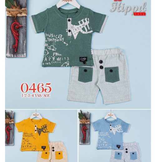 Boys Printed T-Shirt & Pinstripe Shorts Set (1-4Y)
