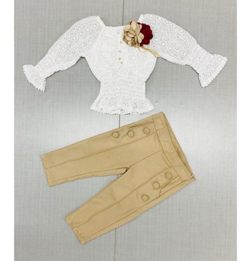 Girls Long Sleeve Embossed Top & Trousers Set (2-5Y)