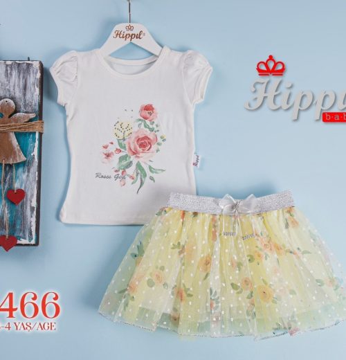 Girls Two Piece Floral Diamante Summer Skirt Set (1-4Y)