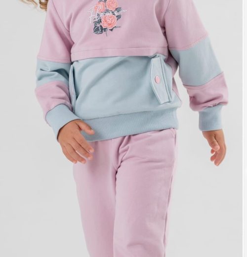 Girls Rose Print Layered Hooded Tracksuit (1-4Y)