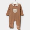 24120 brown Baby Girls Spanish Heart Embossed All in One Romper (3-9M)