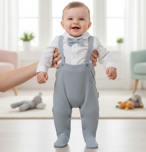 Baby Boys Dungarees Bow Tie Spanish Romper (0-6M)