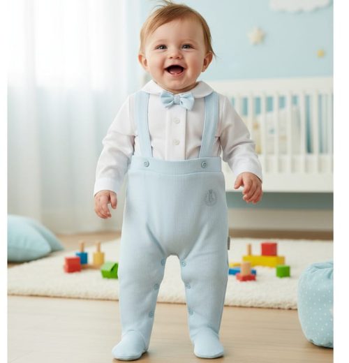 Baby Boys Dungarees Bow Tie Spanish Romper (0-6M)