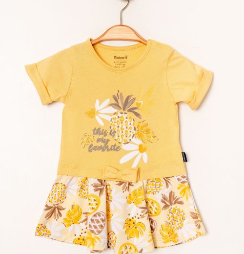 Baby Girls Short Sleeve Pineapple Bow Dress (6-24M)