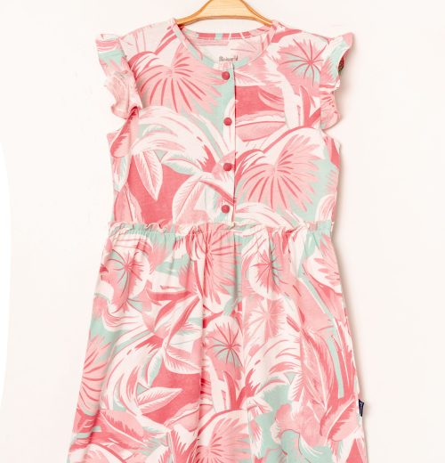 Girls Floral Print Buttoned Summer Dress  (7-10Y)