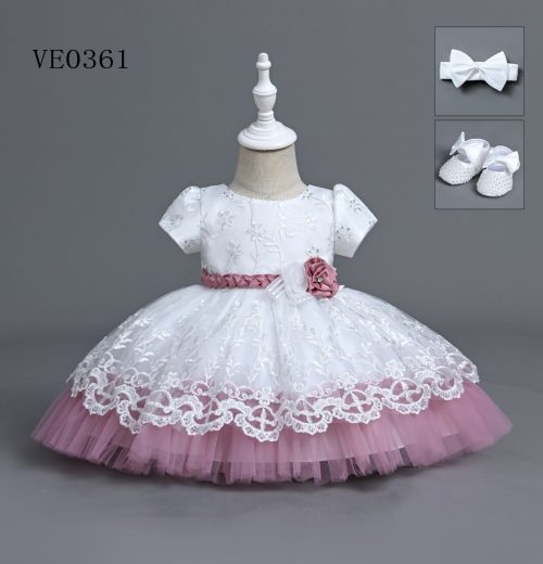 Baby Girls Embroidered Sequin Party Dress with Shoes and Headband (6-24M)