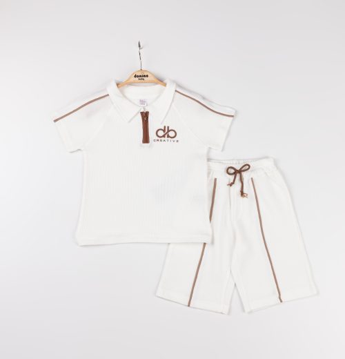Boys Two Piece Printed Piping Short Set (2-5Y)