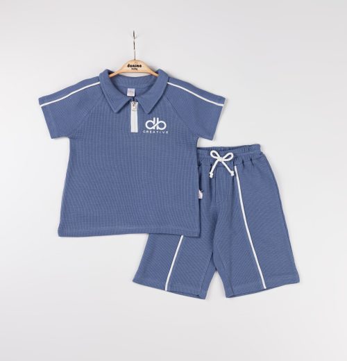 Boys Two Piece Printed Piping Short Set (2-5Y)