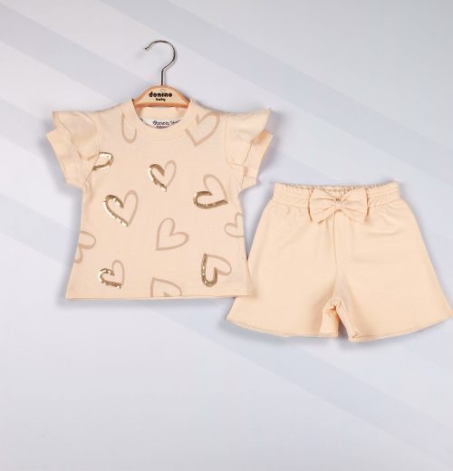 Baby Girls Two Piece Sequin Heart Shorts Set (6-24M)