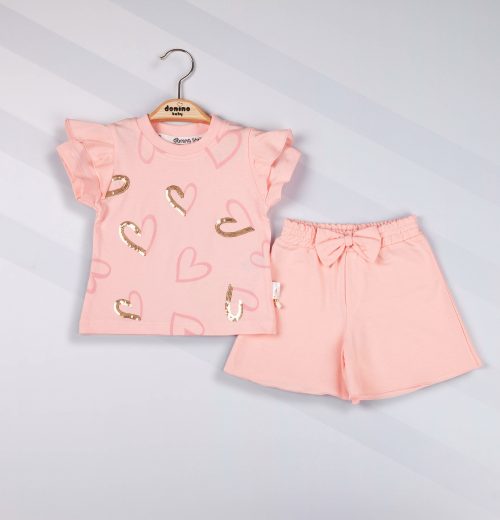 Baby Girls Two Piece Sequin Heart Shorts Set (6-24M)