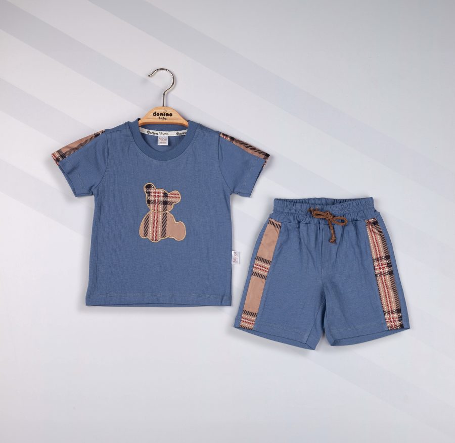 IMG 84307 scaled Baby Boys Two Piece Check Teddy Short Set (6-24M)