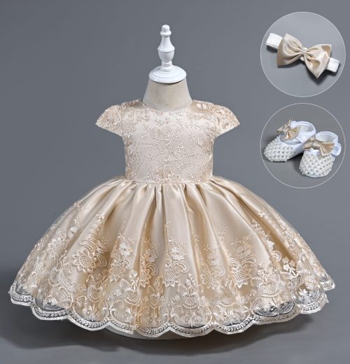 Baby Girls Layered Sequin Party Dress with Shoes and Headband (6-24M)