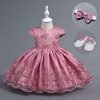 JK006 PINK Baby Girls Layered Sequin Party Dress with Shoes and Headband (6-24M)