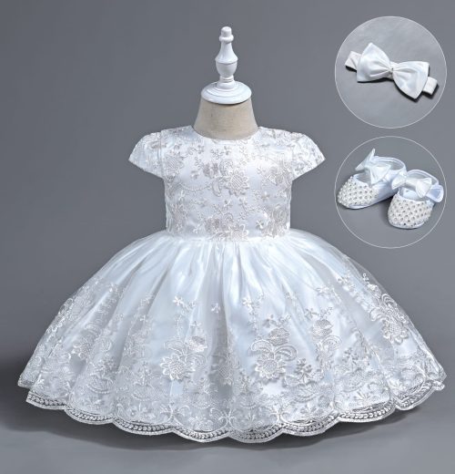 Baby Girls Layered Sequin Party Dress with Shoes and Headband (6-24M)