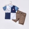 b blue Baby Boys Two Piece Panel Polo T-Shirt Chino Shorts Set (9-24M)