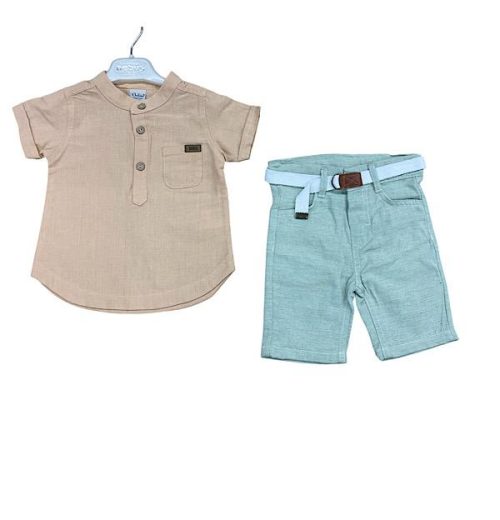 Baby Boys Two Piece Buttoned Shorts Set (9-24M)