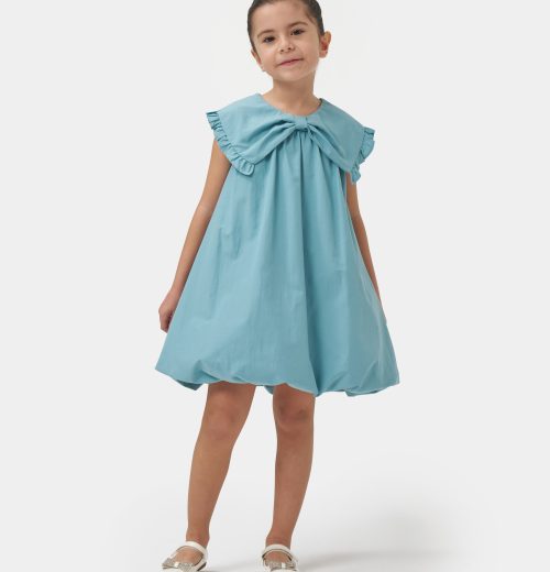Girls Balloon Bow Cotton Dress (3-8Y)