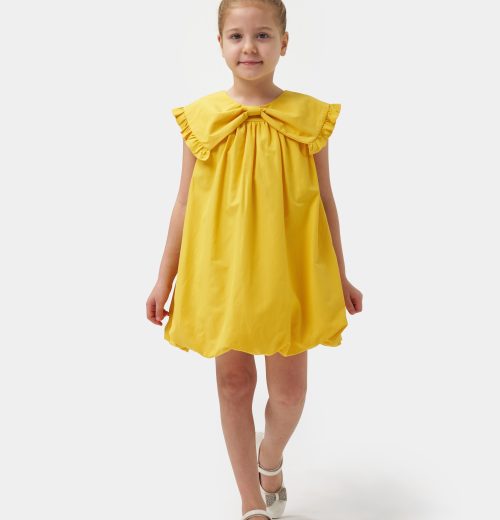 Girls Balloon Bow Cotton Dress (3-8Y)