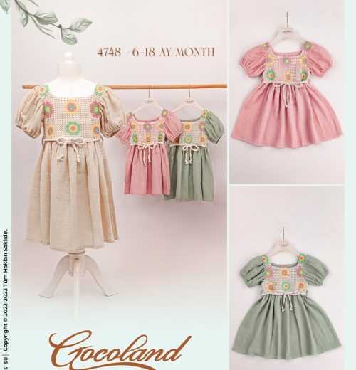 Girls Flower Embroidered Belted Dress (2-5Y)