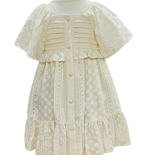 Girls Anglaise Short Sleeve Summer Cotton Dress (2-5Y)