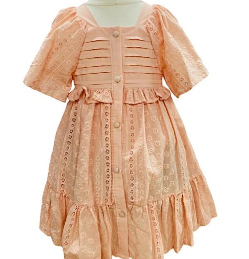 Girls Anglaise Short Sleeve Summer Cotton Dress (2-5Y)