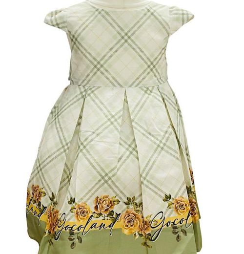 Girls Check Rose Border Print Cotton Summer Dress (2-9Y)