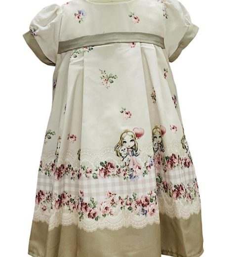 Girls Doll Rose Print Summer Cotton Dress (2-5Y)