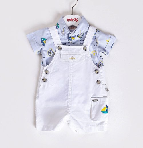 Baby Boys Two Piece Sailor Shirt  & Dungarees Set (3-12M)