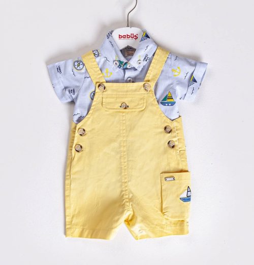 Baby Boys Two Piece Sailor Shirt  & Dungarees Set (3-12M)