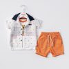 polka orange Baby Boys Three Piece Polka Dot Crown Shirt, T-Shirt & Chino Shorts Set (9-24M)