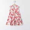 17251 pink Girls Layered Floral Print Dress (3-6Y)