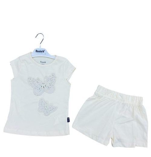 Girls Butterfly Embossed T-Shirt & Shorts Set  (3-6Y)
