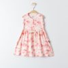 17269 peach Girls Palm Tree Print Belted Beach Dress (3-6Y)