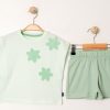 17450 green Girls Star Embossed T-Shirt & Shorts Set (3-6Y)