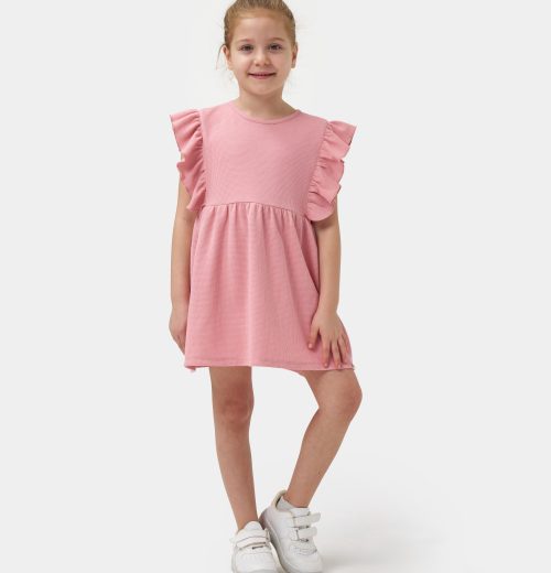 Girls Frilly Sleeve Dress (2-7Y)