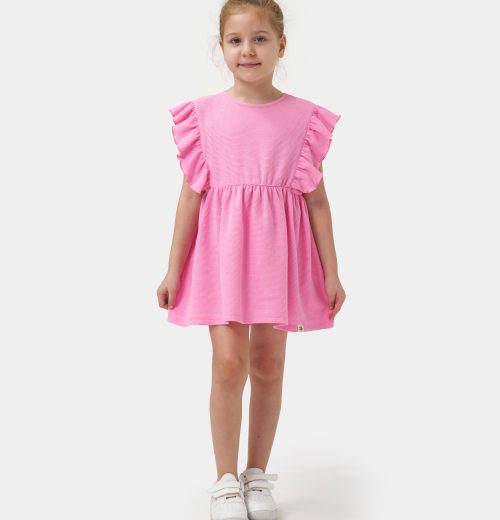 Girls Frilly Sleeve Dress (2-7Y)
