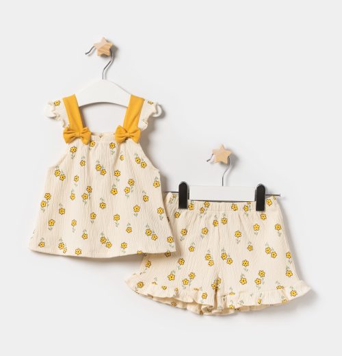 Baby Girls Floral Double Bow Top & Shorts Set (9-24M)