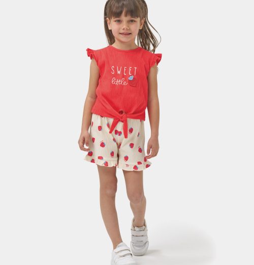Girls Strawberry Tie Up Top & Shorts Set (2-5Y)