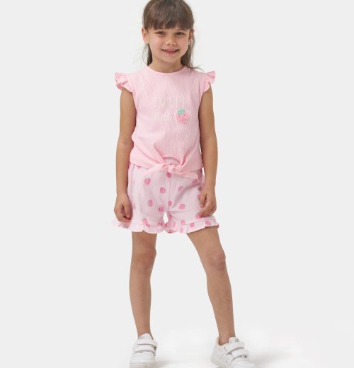 Girls Strawberry Tie Up Top & Shorts Set (2-5Y)