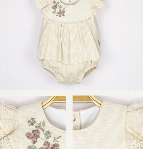 Baby Girls Flower Embroidered Romper Dress (3-12M)