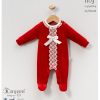 1103 red Baby Girls All in One Frilly Lace Velour Spanish Romper (0-9M)
