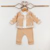 14152 beige Boys Three Piece Athletic Tracksuit (0-12M)